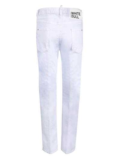 Shop Dsquared2 White Mid Rise Trousers