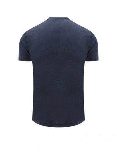 Shop Tom Ford Blue Lyocell And Cotton T-shirt