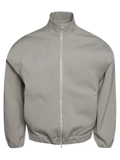Shop Fear Of God Eternal Viscose Tricot Track Jacket Dusty Beige In Grey