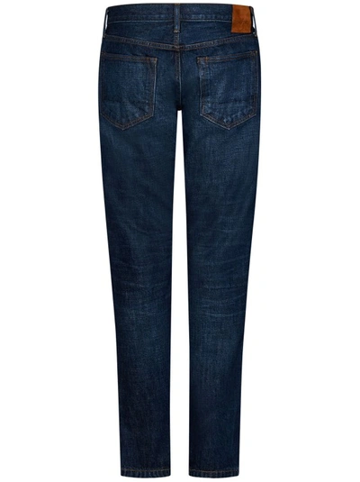 Shop Tom Ford Blue Slim-fit Five-pocket Jeans