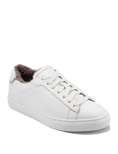 Shop Fabiana Filippi White Grained Leather Sneakers
