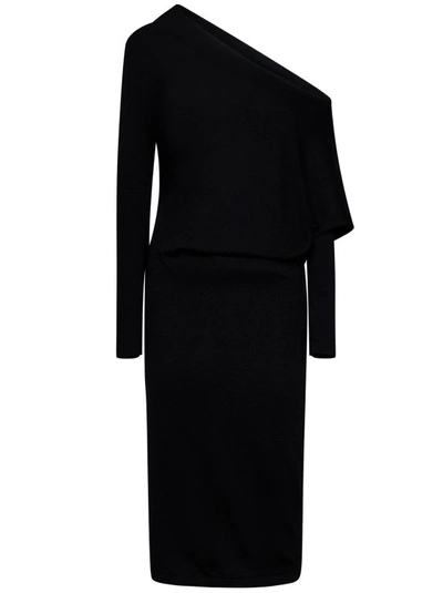 Shop Tom Ford Black Off-the-shoulder Midi Dress