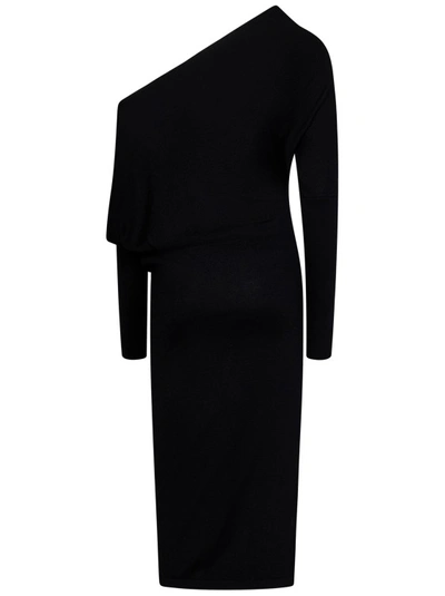 Tom Ford Cashmere Off-shoulder Midi Dress In Black