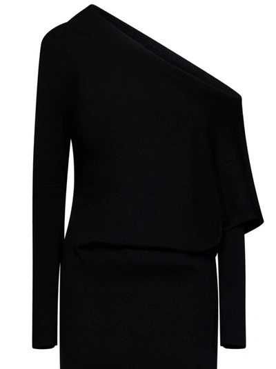 Tom Ford Cashmere Off-shoulder Midi Dress In Black