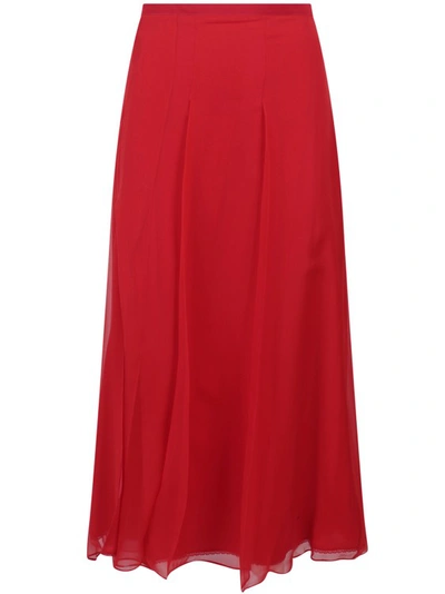 Shop Gucci Lined Voile Skirt In Red