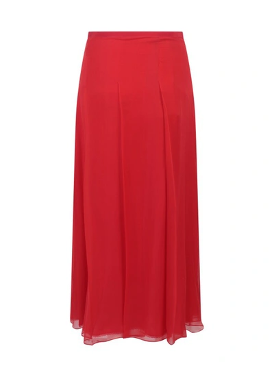 Shop Gucci Lined Voile Skirt In Red