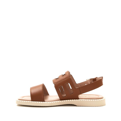 Shop Hogan Leather Sandal In Brown
