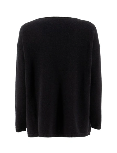 Shop Ermanno Scervino Black Wide V-neck Sweater