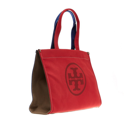 Shop Tory Burch Red And Blue Fabric Tote