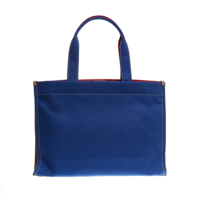 Shop Tory Burch Red And Blue Fabric Tote