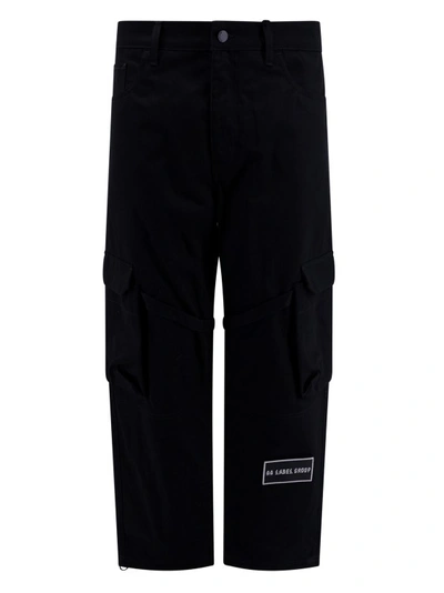 Shop 44 Label Group Cotton Cargo Trouser With Logo Patch In Black