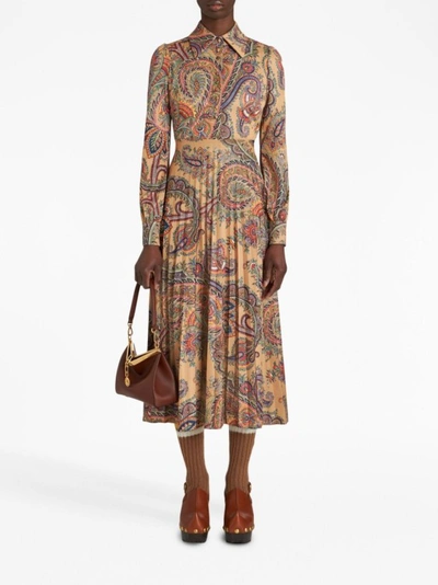 Shop Etro Long-sleeved Midi Dress In Multicolor