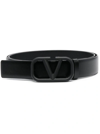 Shop Valentino Black V Buckle Belt