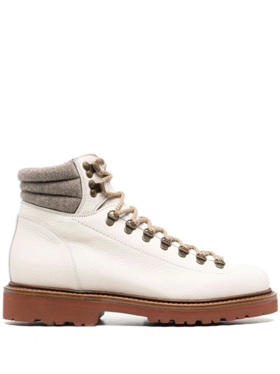 Shop Brunello Cucinelli White Leather Boots