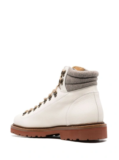Shop Brunello Cucinelli White Leather Boots