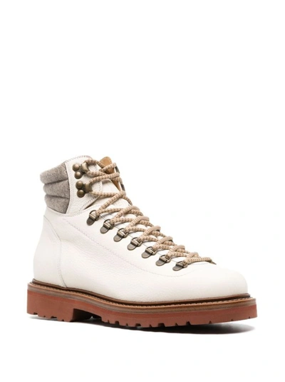 Shop Brunello Cucinelli White Leather Boots