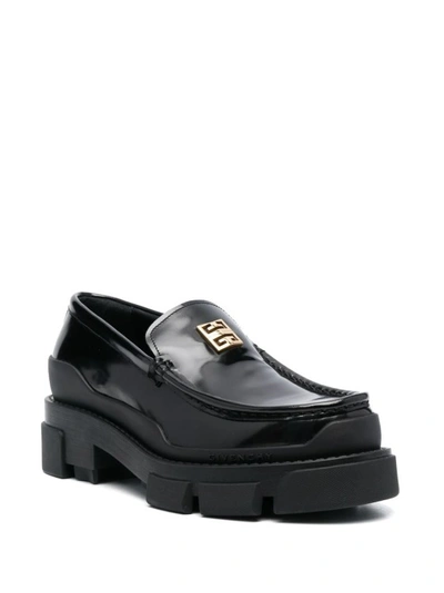 Shop Givenchy Black Leather Flat Shoes