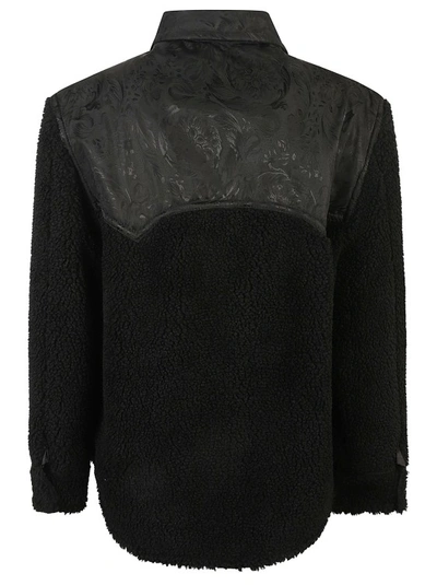 Shop Versace Medusa Panelled Faux-shearling Jacket In Black