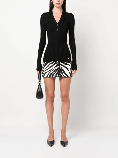 Shop Dolce & Gabbana Black V-neck Ribbed Sweater