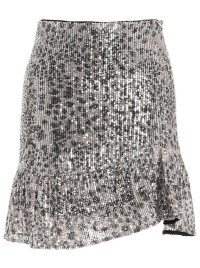 Shop Liu •jo Sequins Mini Skirt In Silver