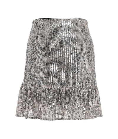 Shop Liu •jo Sequins Mini Skirt In Silver