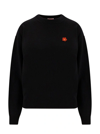 Shop Kenzo Wool Sweater With Embroidery In Black