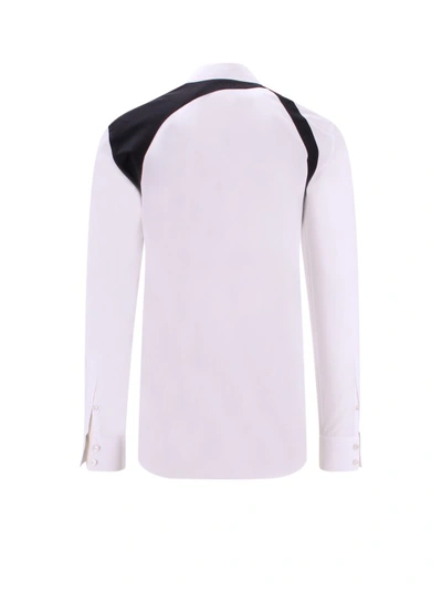 Shop Alexander Mcqueen Cotton Shirt With Contrasting Inserts In White