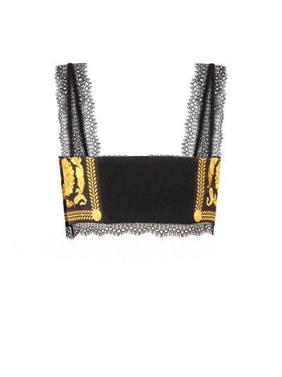 Shop Versace Gold Silk Top In Black