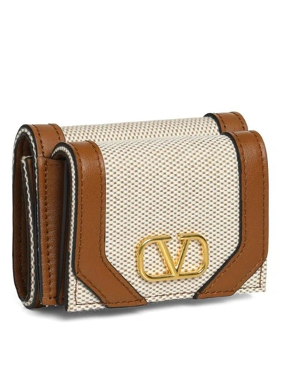 Shop Valentino Logo Leather Wallet In Brown