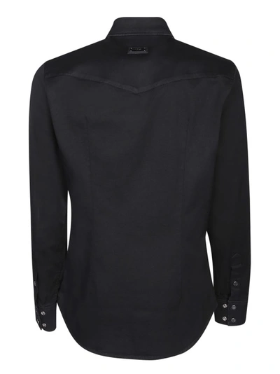 Shop Dolce & Gabbana Black Cotton Blend Denim Shirt
