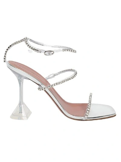 Shop Amina Muaddi Gilda Glass Sandals In Pink