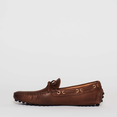 Shop Car Shoe Moccasin In Gommini Leather In Brown