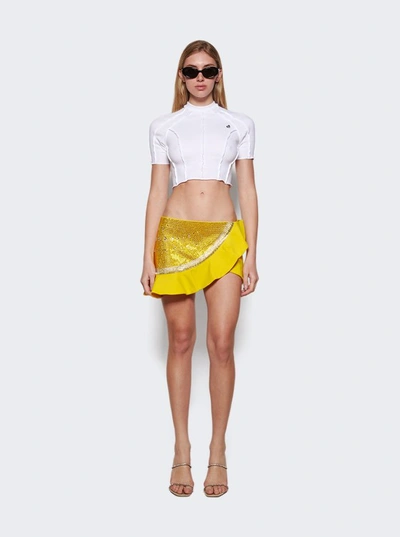 Shop Area Crystal Watermelon Ruffled Mini Skirt In Yellow