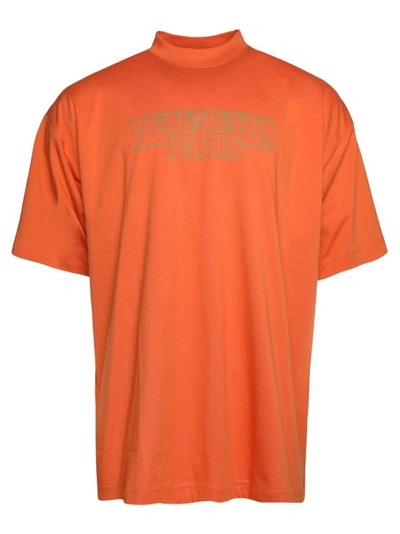 Shop Vetements Paris Logo T-shirt In Orange