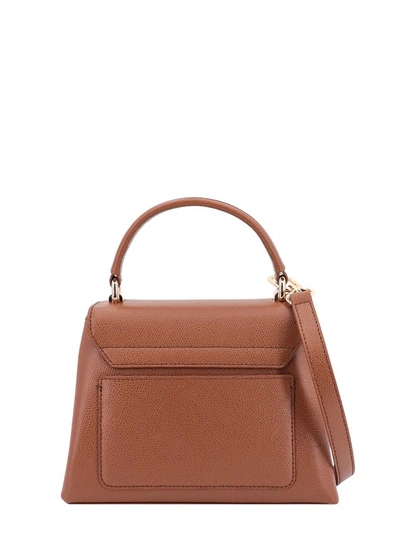 Shop Furla Arco Logo Detail Brown 1927 Leather Handbag