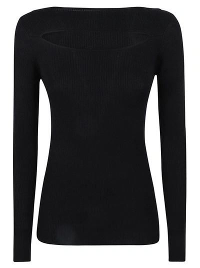 Shop P.a.r.o.s.h Jet Black Wool Knitted Top