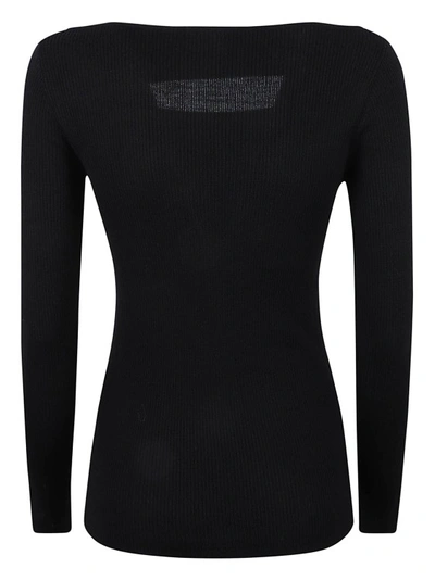 Shop P.a.r.o.s.h Jet Black Wool Knitted Top