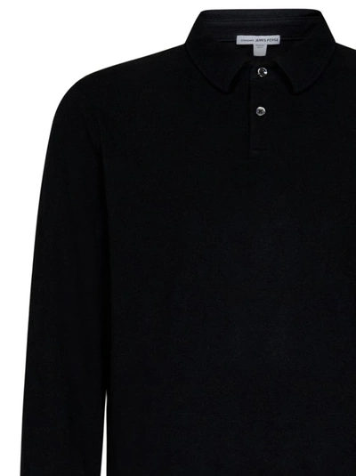 Shop James Perse Black Longsleeve Polo Shirt