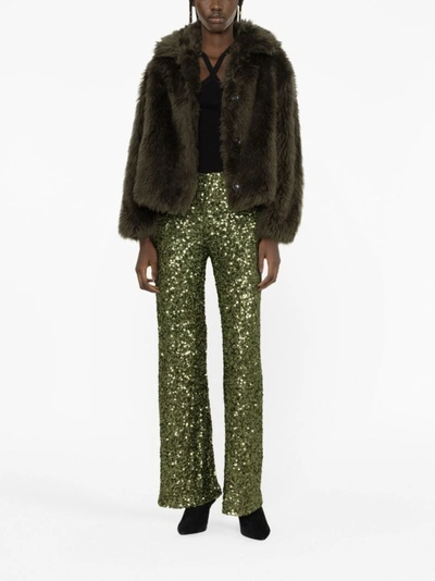 Shop P.a.r.o.s.h Green Sequin-embellished Trousers