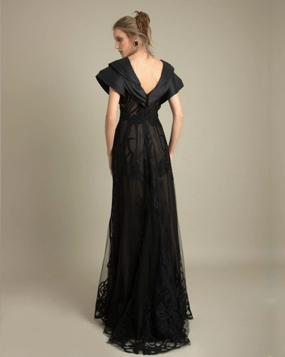 Shop Gemy Maalouf Deep V-neckline Dress - Long Dresses In Black
