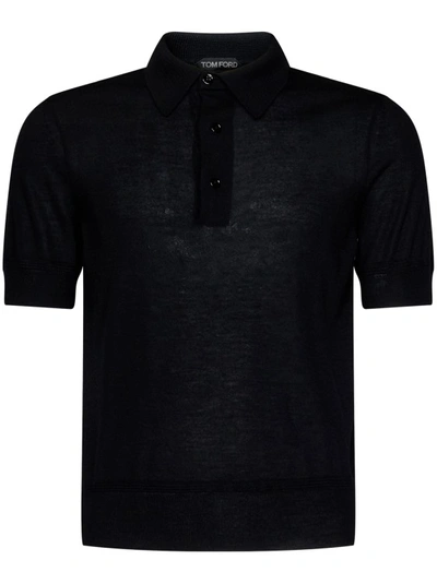 Shop Tom Ford Black Short Sleeve Polo Shirt