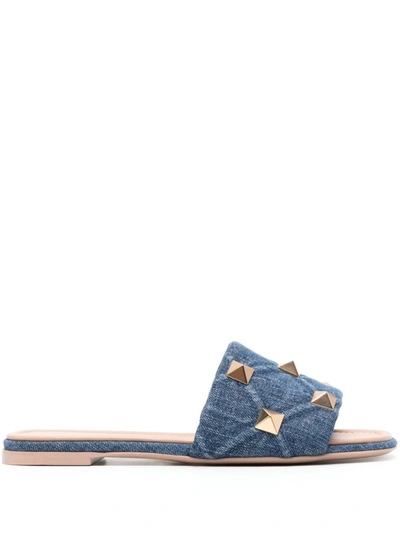 Shop Valentino Blue Cotton Blend Sandals