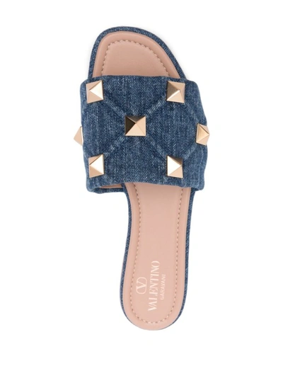 Shop Valentino Blue Cotton Blend Sandals