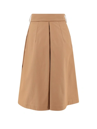 Shop Burberry Cotton Trench Skirt In Brown