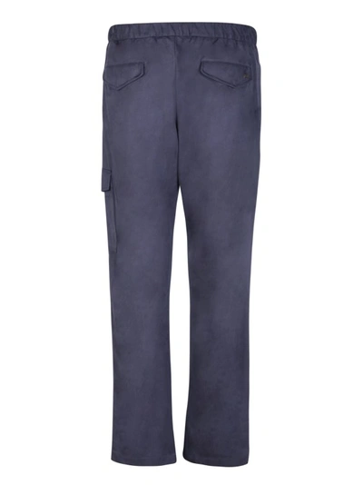 Shop Herno Blue Mid-rise Regular Fit Straight Hem Trousers