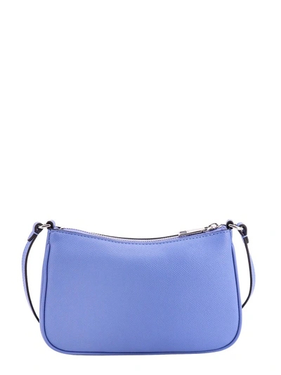 Shop Karl Lagerfeld Leather Shoulder Bag With Frontal Metal Logo In Blue