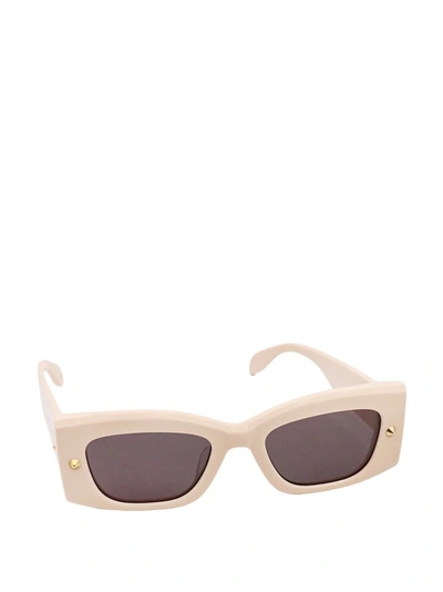 Shop Alexander Mcqueen White Acetate Sunglasses In Neutrals