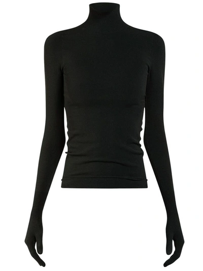 Shop Balenciaga Stretch Nylon Sweater In Black