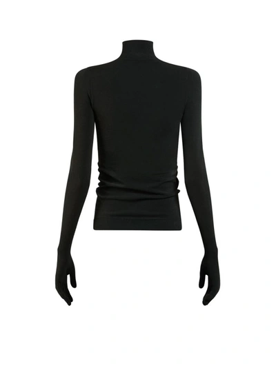 Shop Balenciaga Stretch Nylon Sweater In Black
