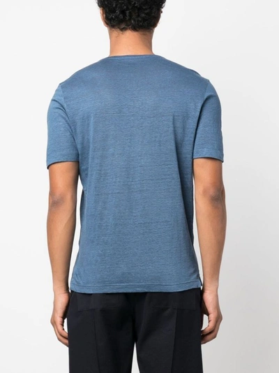 Shop Lardini Blue Linen T-shirt